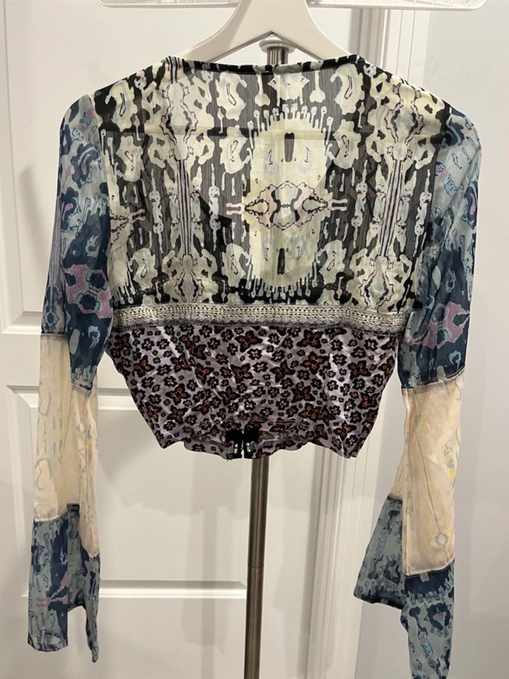 NEW Free People Walk That Way Top Lavender Sky Combo Size Small Bohemian - Picture 5 of 6